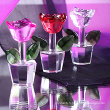 Fleur rose en cristal bon marché personnalisée de fleur pour des souvenirs